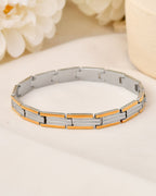 VOJ Men Double-Toned Stainless Steel Linked Chain Bracelet - Distacart