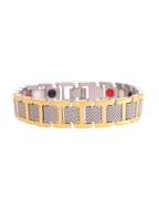 VOJ Silver And Gold Polished Stylish Geometrical Shaped Men's Bracelet - Distacart