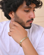 VOJ Silver And Gold Polished Minimal Geometrical Shaped Men's Bracelet - Distacart