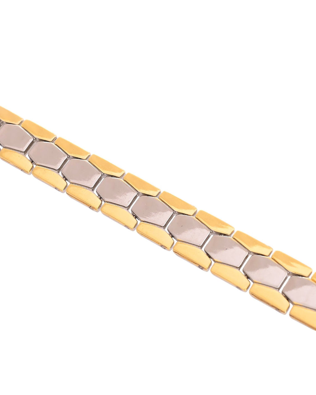 VOJ Silver And Gold Polished Minimal Geometrical Shaped Men's Bracelet - Distacart