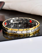 VOJ Silver And Gold Polished Minimal Geometrical Shaped Men's Bracelet - Distacart