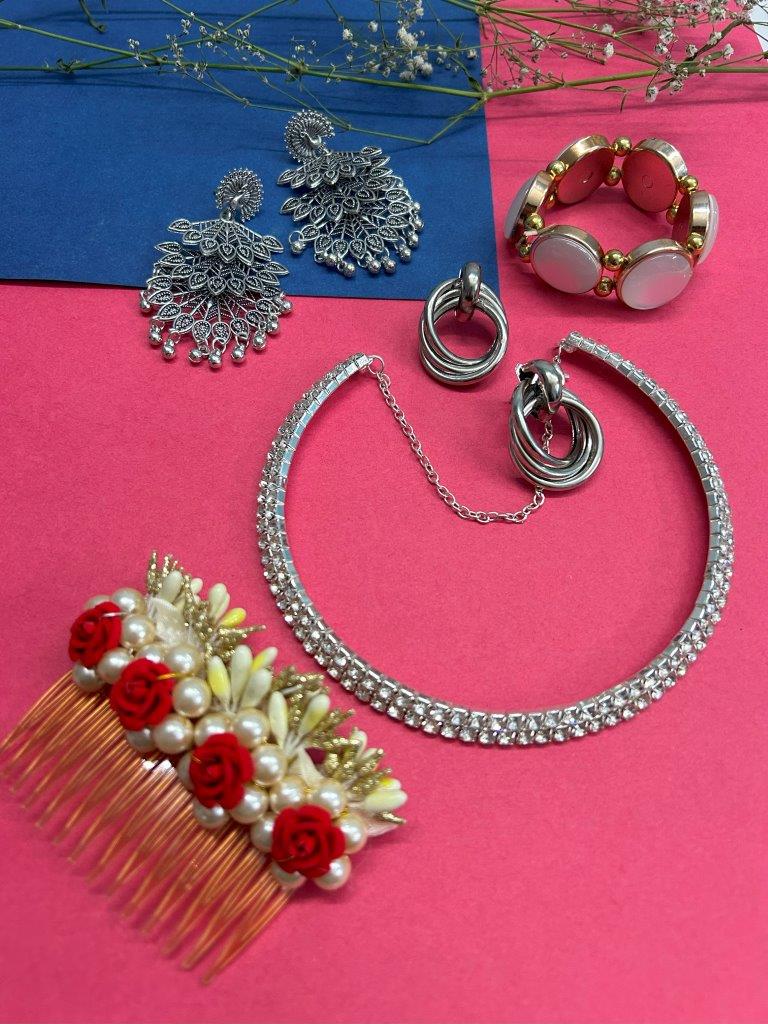 VOJ Valantine Gift Set of Silver Plated Jewellery