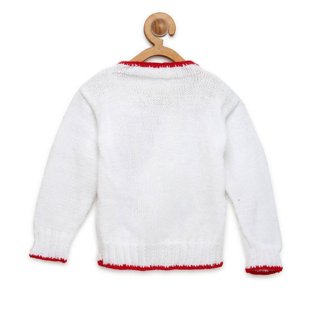 Chutput Kids White Coloured Solid Pullover with Rainbow Detail
