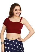 Aastha Fashion Women's Women's Maroon Velvet Solid Readymade Blouse
