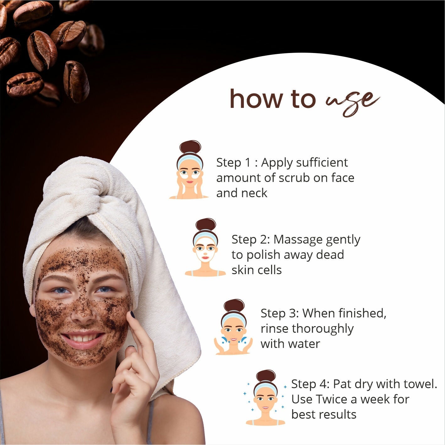 Globus Naturals Coffee Face Scrub Enriched with Aloe Vera and kokum For All Skin Types