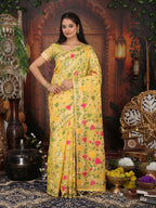 Shree Shyam Fashion Linen Cotton White Saree - Distacart