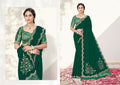 Green Pure Crepe Silk Embroidered Saree with Unstitched Blouse - Norita Varya