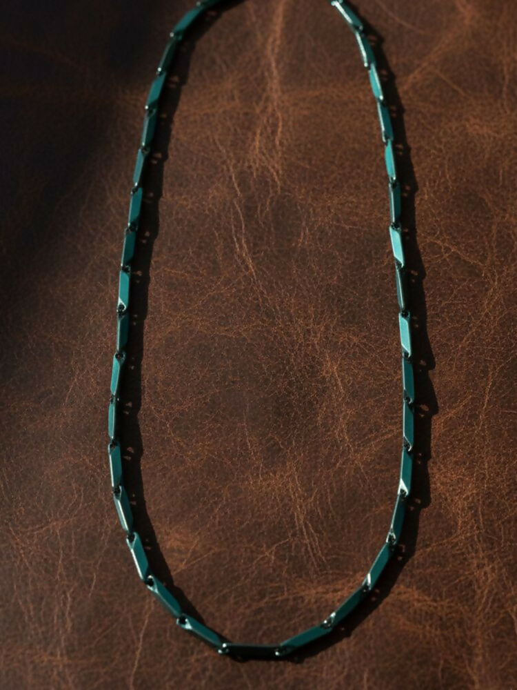NVR Men's Handcrafted Green Rhodium Plated Chain - Distacart