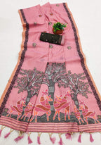Vastranavya Pink Muga Cotton Meenakari & Azarakh Pallu Saree with Contrast Blouse - Distacart