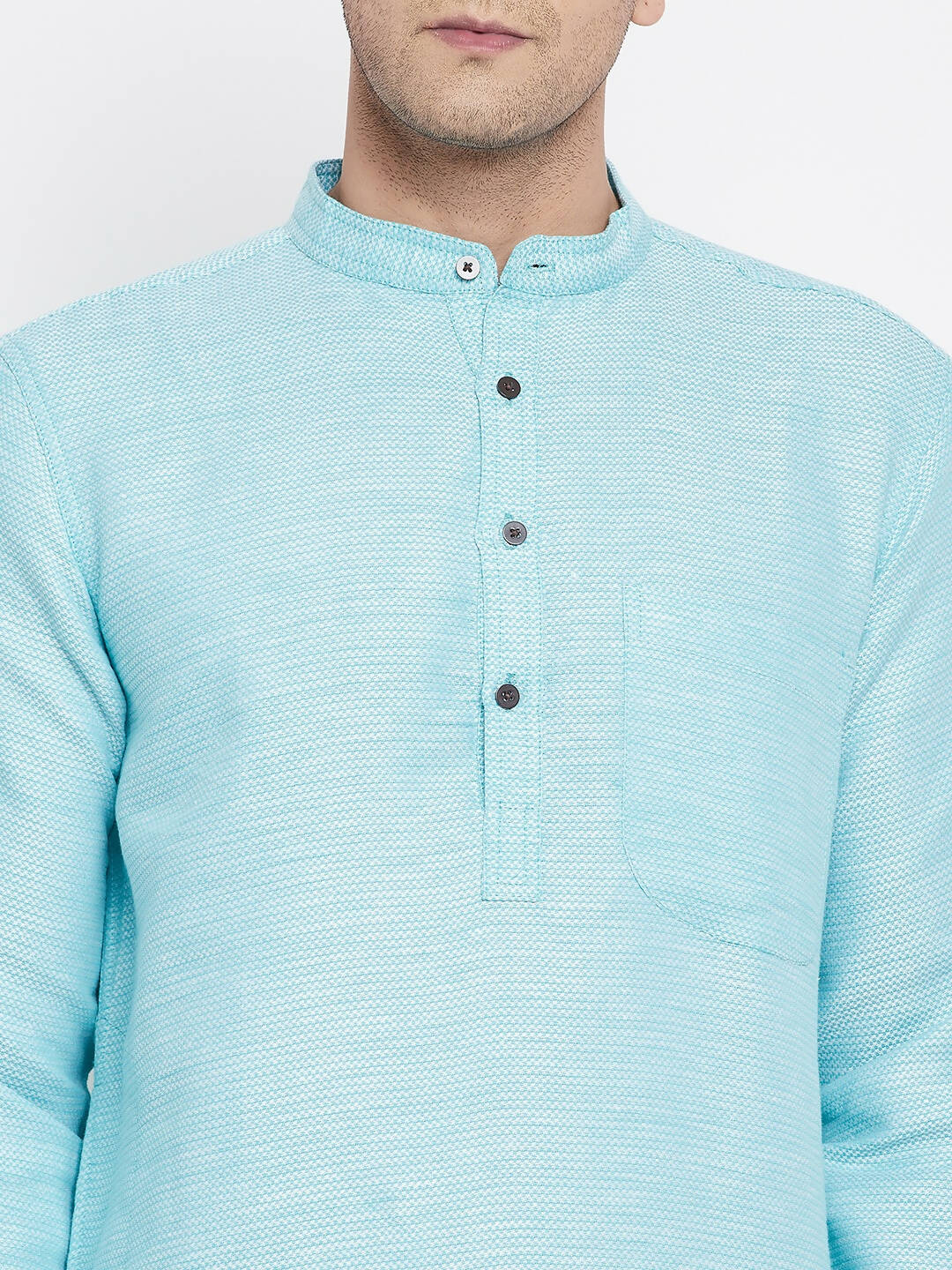 Even Apparels Blue Rayon Men's Kurta With Band Collar - Distacart