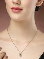 NVR Women's Rose Gold Heart Shape American Diamond Metal Chain