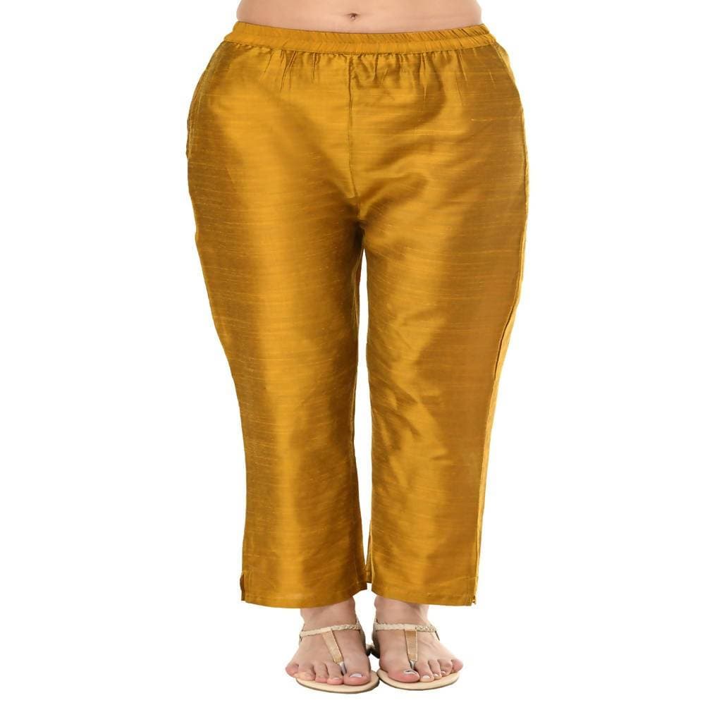Lagi Women's Mustard Poly silk Straight Embroidred Kurta & Pant (RO115C)