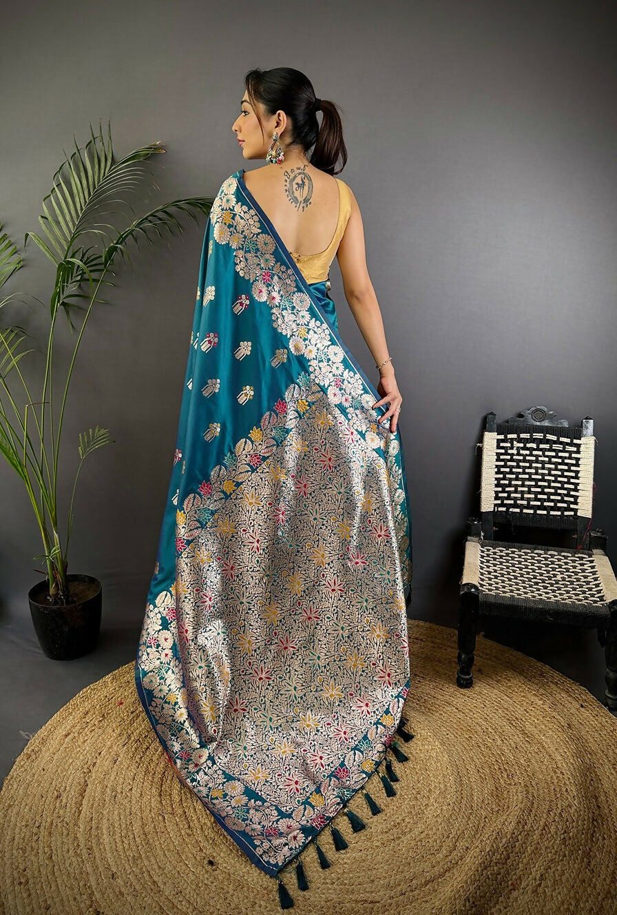 Joban Fashion Meenakari Royal Blue Woven Soft Silk Saree - Distacart