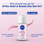 Nivea Pearl and Beauty Deo Roll On With Pearl Extracts & Avocado Oil 48 H Smooth & Beautiful Underarms 0% Alcohol