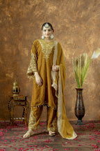 Teeya Creation Yellow Color Velvet Silk Embroidery Work Party Wear Suit - Distacart