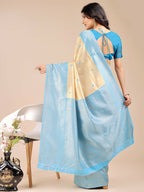 Shree Shyam Fashion Aura Silk Cream Sky Blue Banarasi Silk Saree