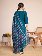 Lorenvalley Rama Chanderi Roman Silk Embroidered with Mirror Work Kurta Set - Distacart