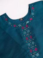 Lorenvalley Rama Chanderi Roman Silk Embroidered with Mirror Work Kurta Set - Distacart