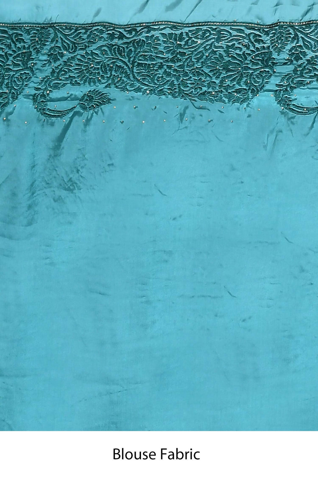 Light Blue Satin Silk Embroidered With Stone Work Festive Saree - Nimaya Denzy
