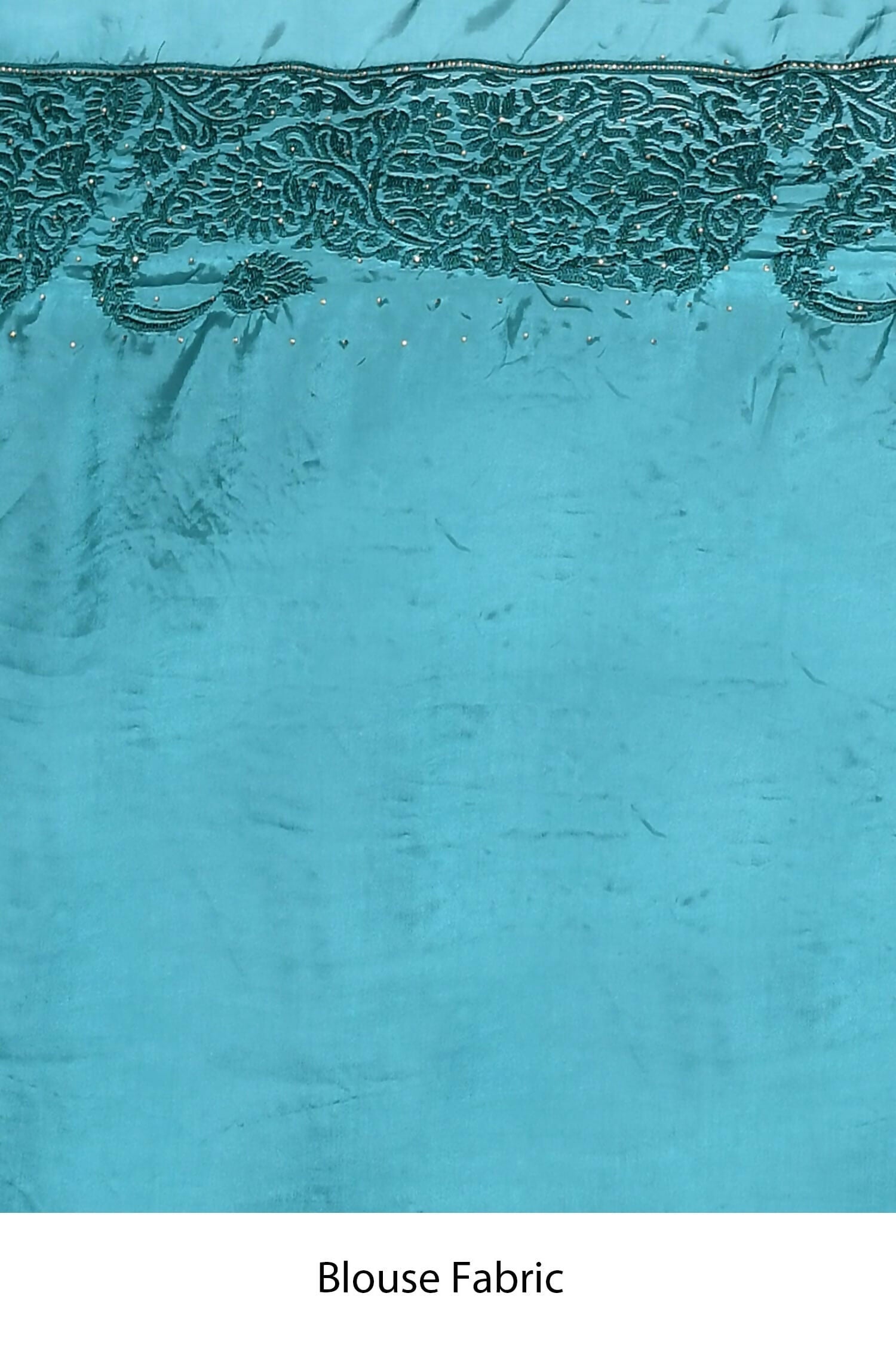 Light Blue Satin Silk Embroidered With Stone Work Festive Saree - Nimaya Denzy