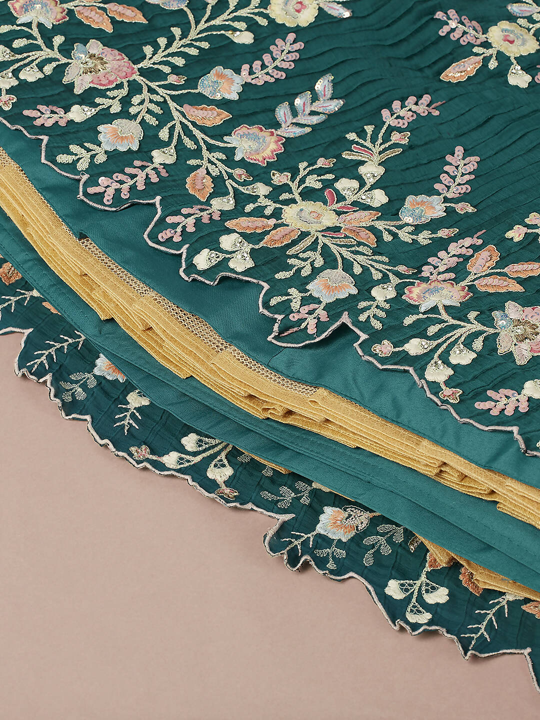 House of Panchhi Teal - Pure Georgette Thread & Sequins Work Lehenga