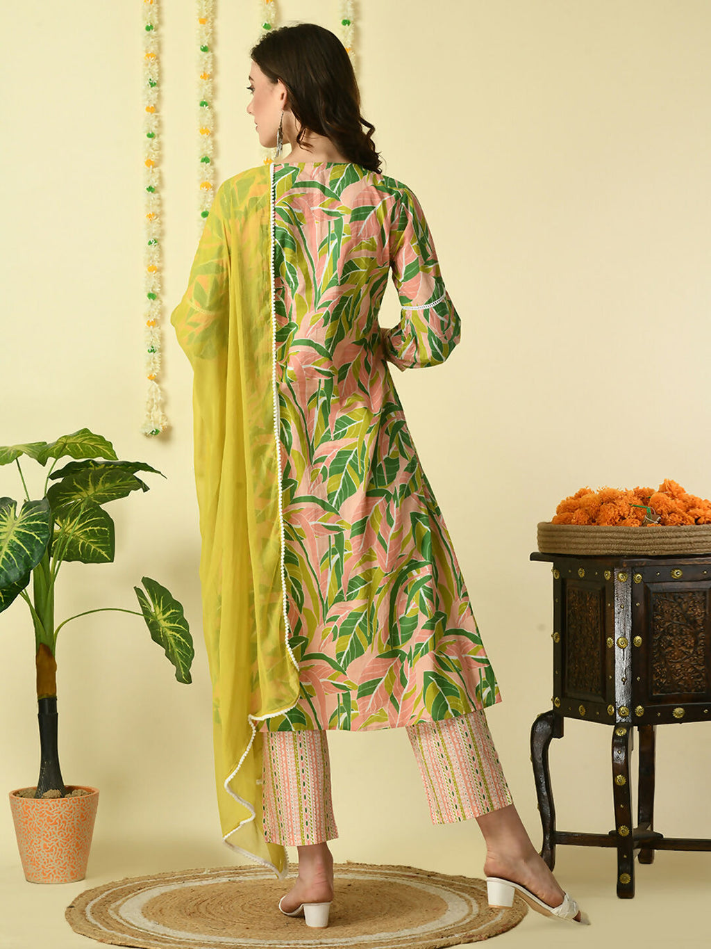 Myshka Women's Multi Pure Cotton Kurta & Palazzos With Dupatta Party Sets
