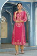 Juniper Women's Fuchsia Rayon Staple Placement Printed A-Line Kurta - Distacart