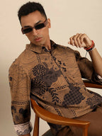 Brown Men Pure Cotton Relaxed Floral Opaque Printed Casual Shirt - Mahotsav
