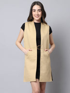 Even Apparels Brown Polywool Open Front Women's Long Coat PW724 - Distacart