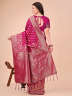 Shree Shyam Fashion Lichi Silk Magenta Saree - Distacart
