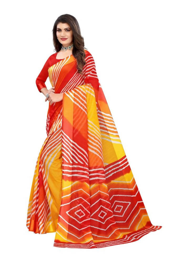 Vamika Red Linen Satin Border Saree