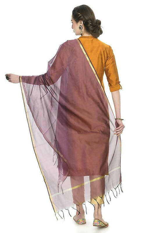 Mominos Fashion Moeza Banarsi Piping Purple Dupatta