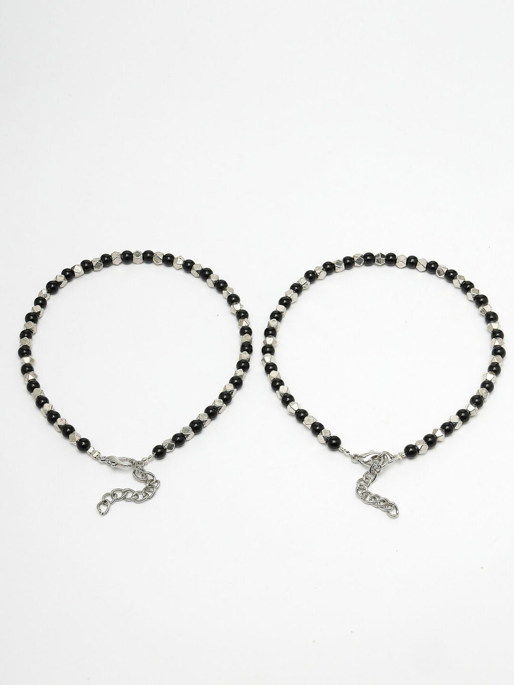 NVR Women's Evil Eye Black & Silver Anklets - Distacart