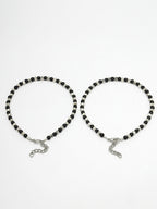NVR Women's Evil Eye Black & Silver Anklets - Distacart