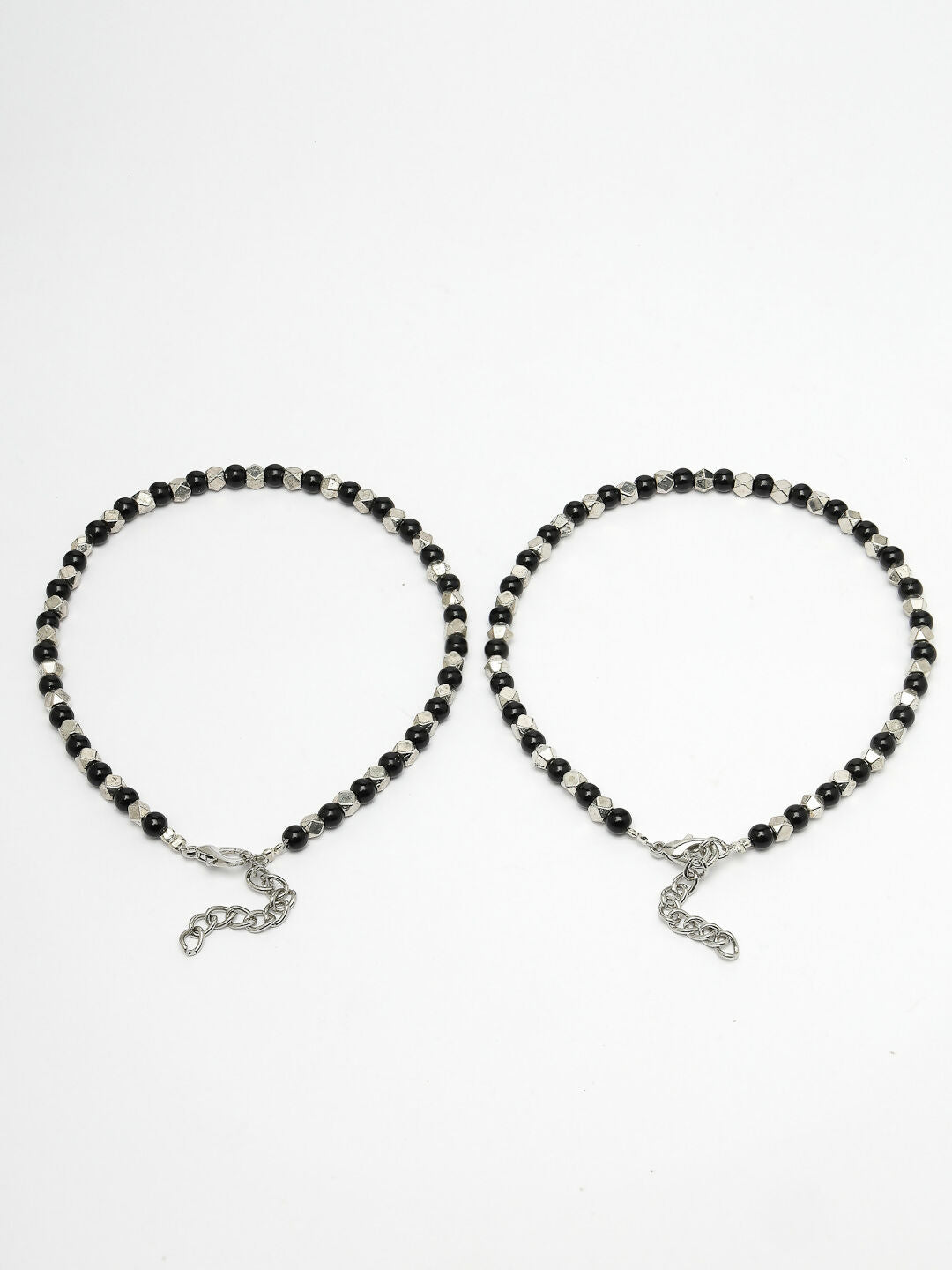 NVR Women's Evil Eye Black & Silver Anklets - Distacart