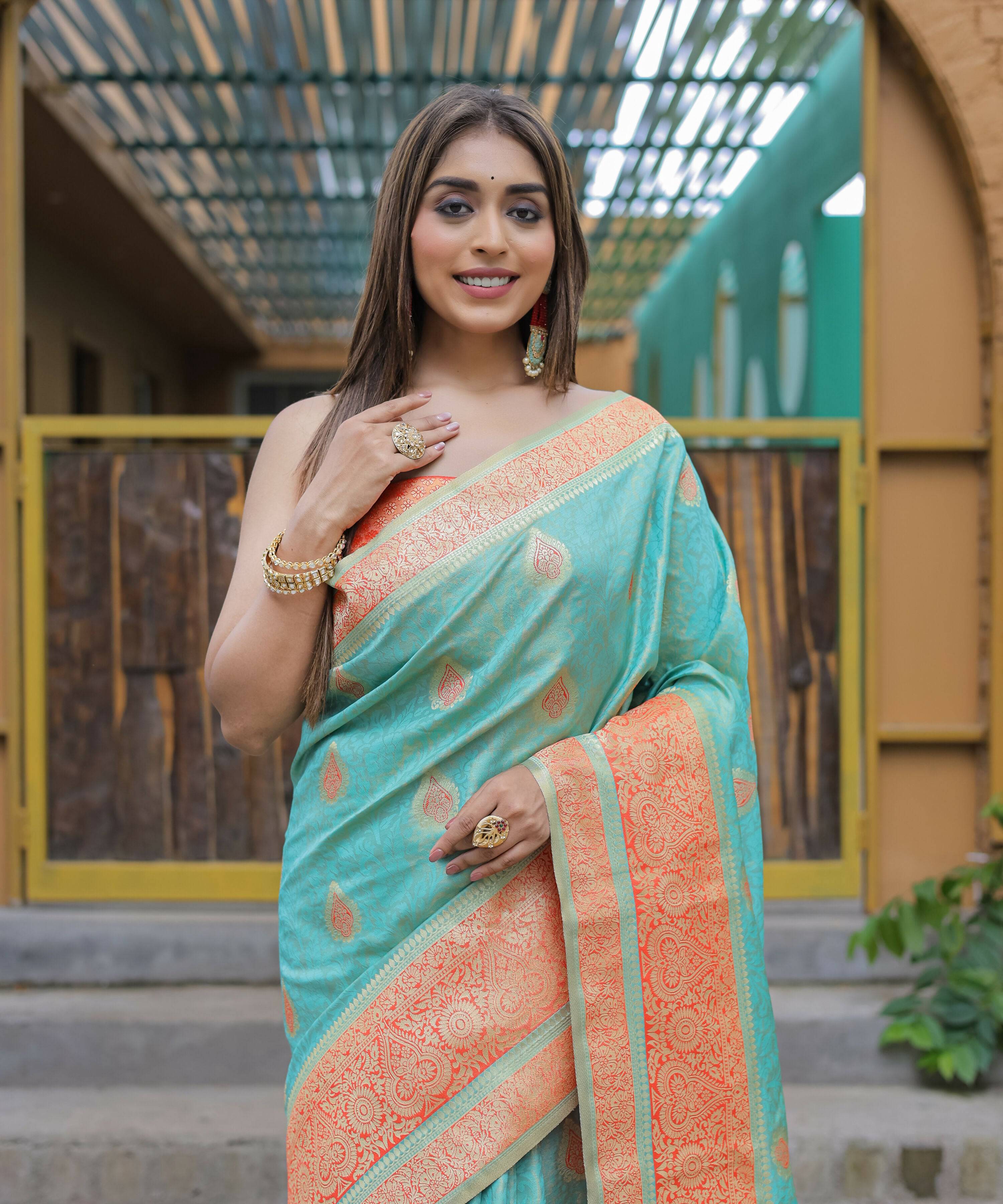 Vamsee Madhavi Sea Green Soft Silk Saree