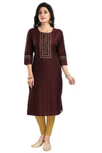 Snehal Creations Beautiful Brown Cotton Silk Designer Long Kurti Tunic With Sequines Embroidery - Distacart