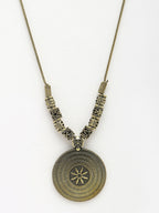 NVR Women's Gold-Polished Circular Shape Pendant with Chain