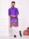 Anaita Violet Dola Silk Straight Kurta With Foil Work