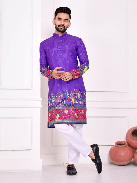 Anaita Violet Dola Silk Straight Kurta With Foil Work