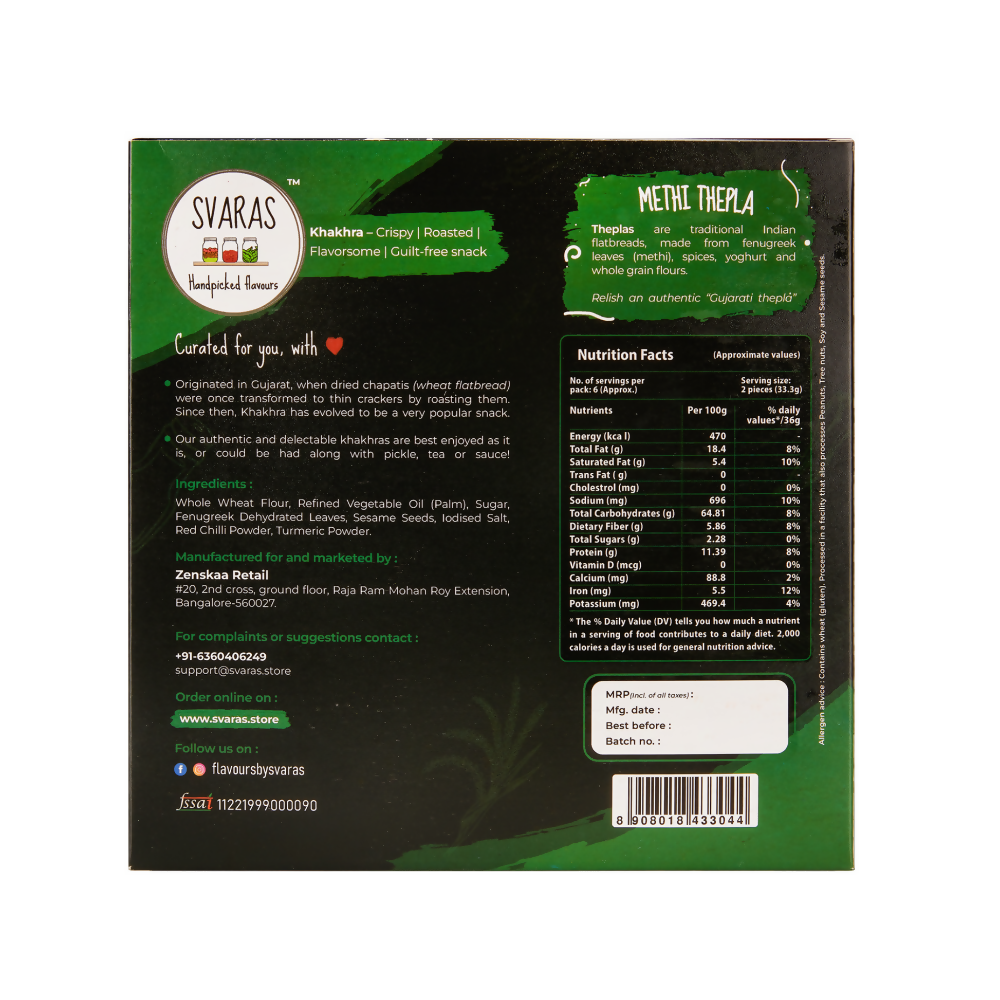 Svaras Methi Thepla Khakhra - Distacart