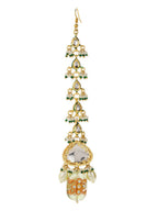 Green Maharani Kundan Neckpiece with Earrings and Maang Tikka- Ruby Raang