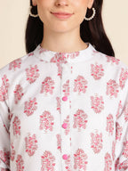 White Poly Rayon Digital Printed A-line Top - Tarini