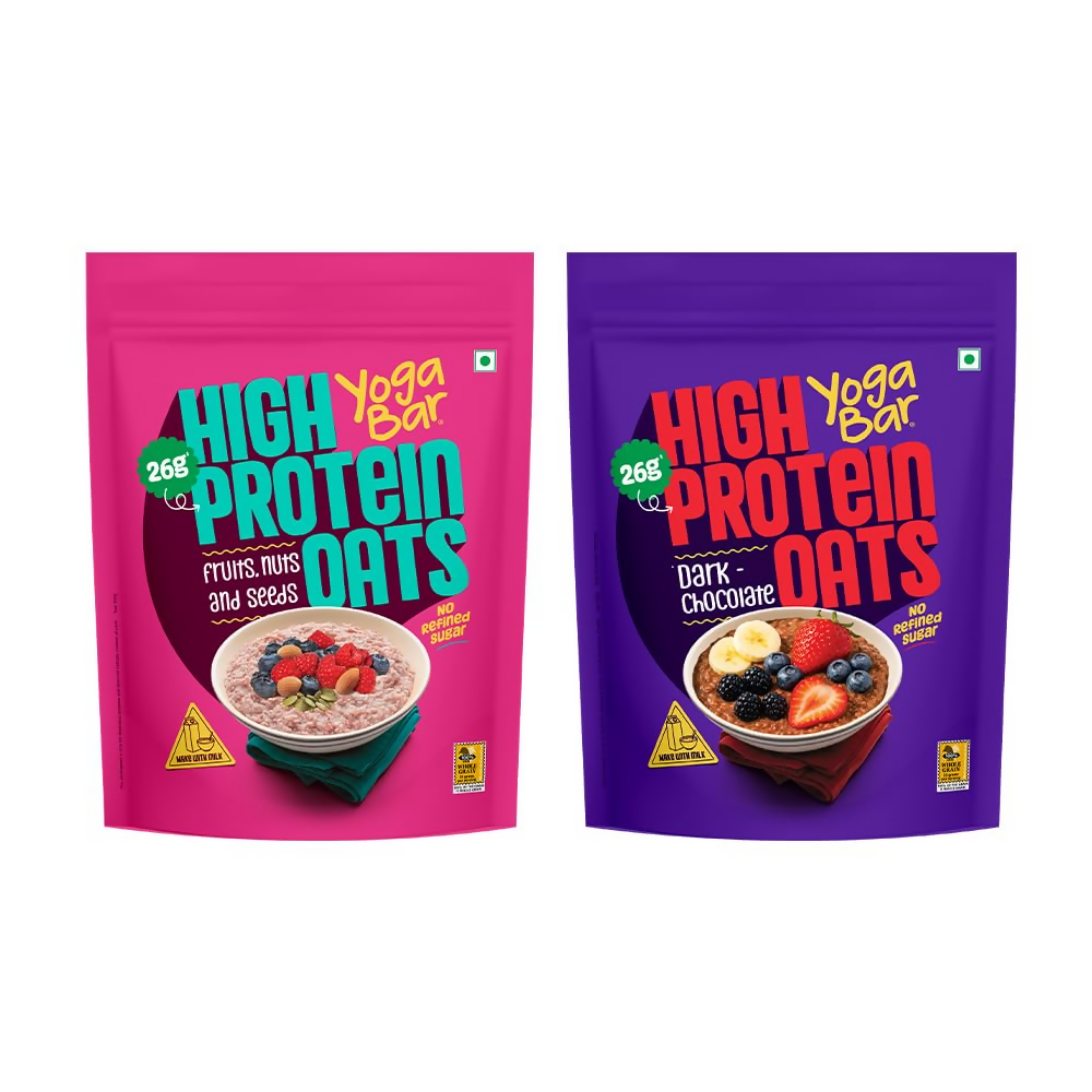 Yoga Bar 26g High Protein Oats Combo - Dark Chocolate, Fruits Nuts and Seeds - Distacart