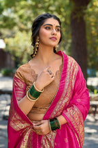 Vastranavya Kalamkari Print With Foil Print Lehenga with Unstitched Printed Blouse - Mustard