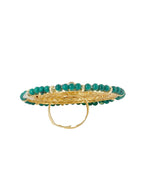 NVR Women's Traditional Ethnic Kundan Meenakari Gold-Polished Ajustable Finger Ring