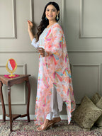 Teeya Creation White Colour Viscose Chanderi Silk Embroidery Work Fully Stitched Kurti Set - Distacart