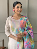 Teeya Creation Chiku Colour Viscose Simar Embroidery Work Fully Stitched Kurti Set - Distacart