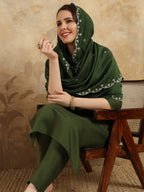 Teeya Creation Green Colour Viscose Chanderi Embroidery Work Fully Stitched Kurti Set - Distacart