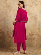 Teeya Creation Rani Colour Viscose Chanderi Embroidery Work Fully Stitched Kurti Set - Distacart